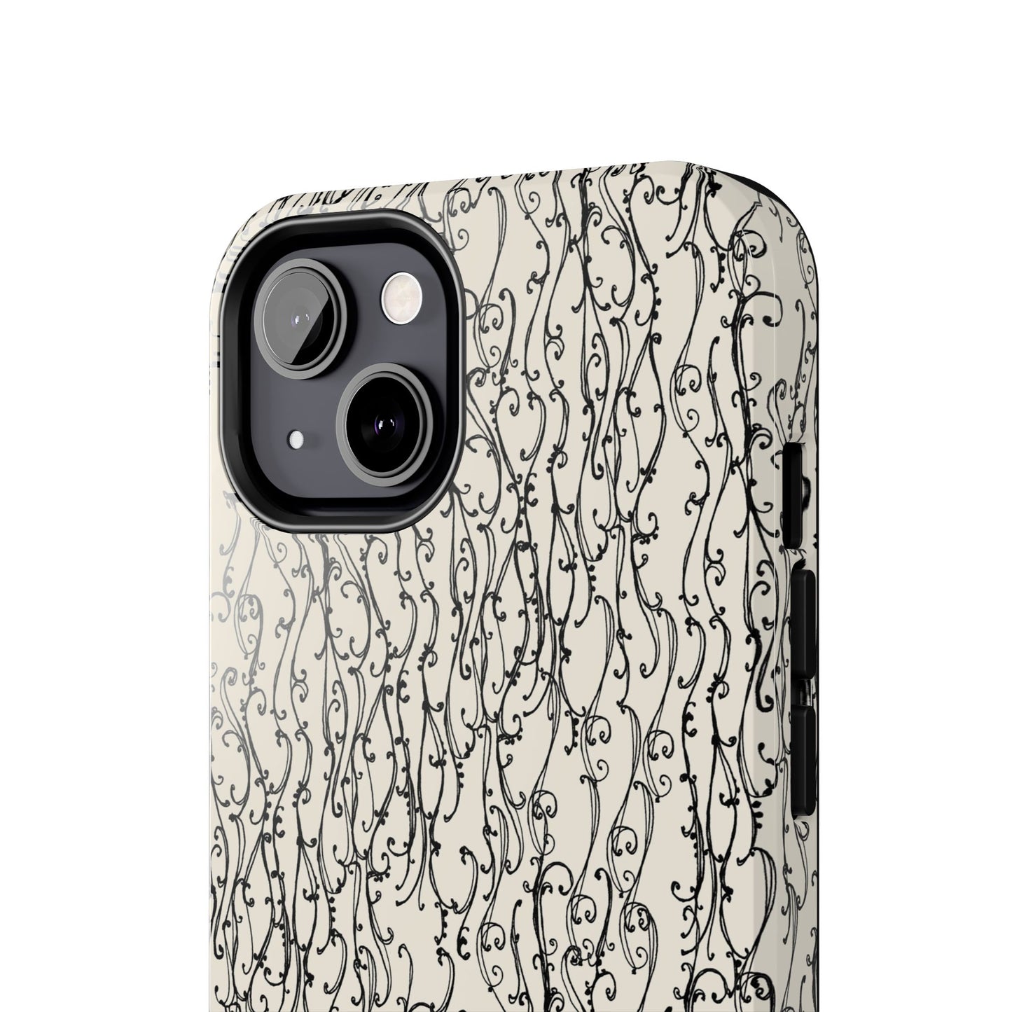 Swan Scroll Ivory / Black Phone Case