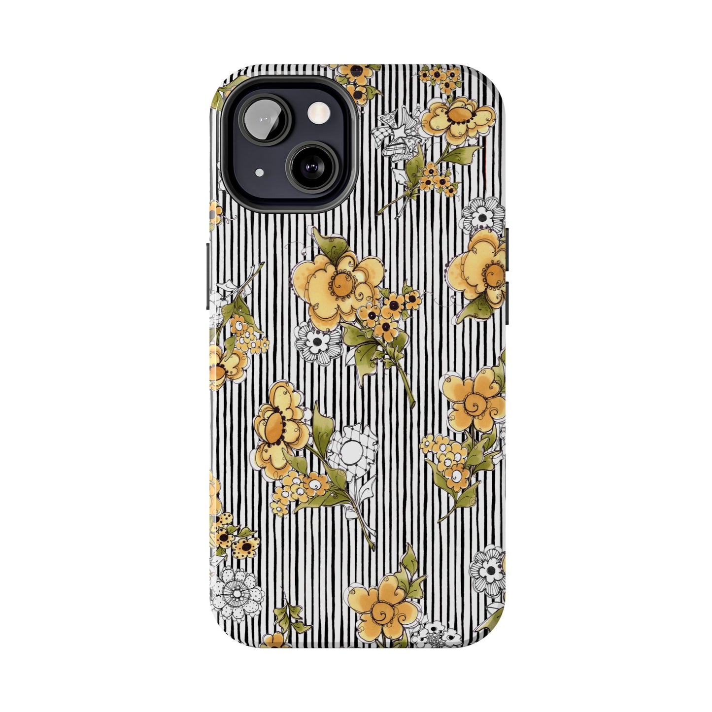 Bee Floral White / Black Phone Case