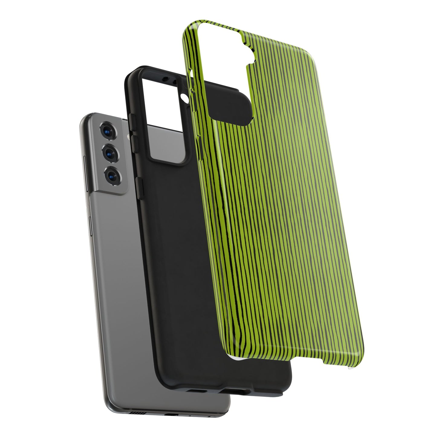 Quirky Pin Stripe Green / Black Phone Case