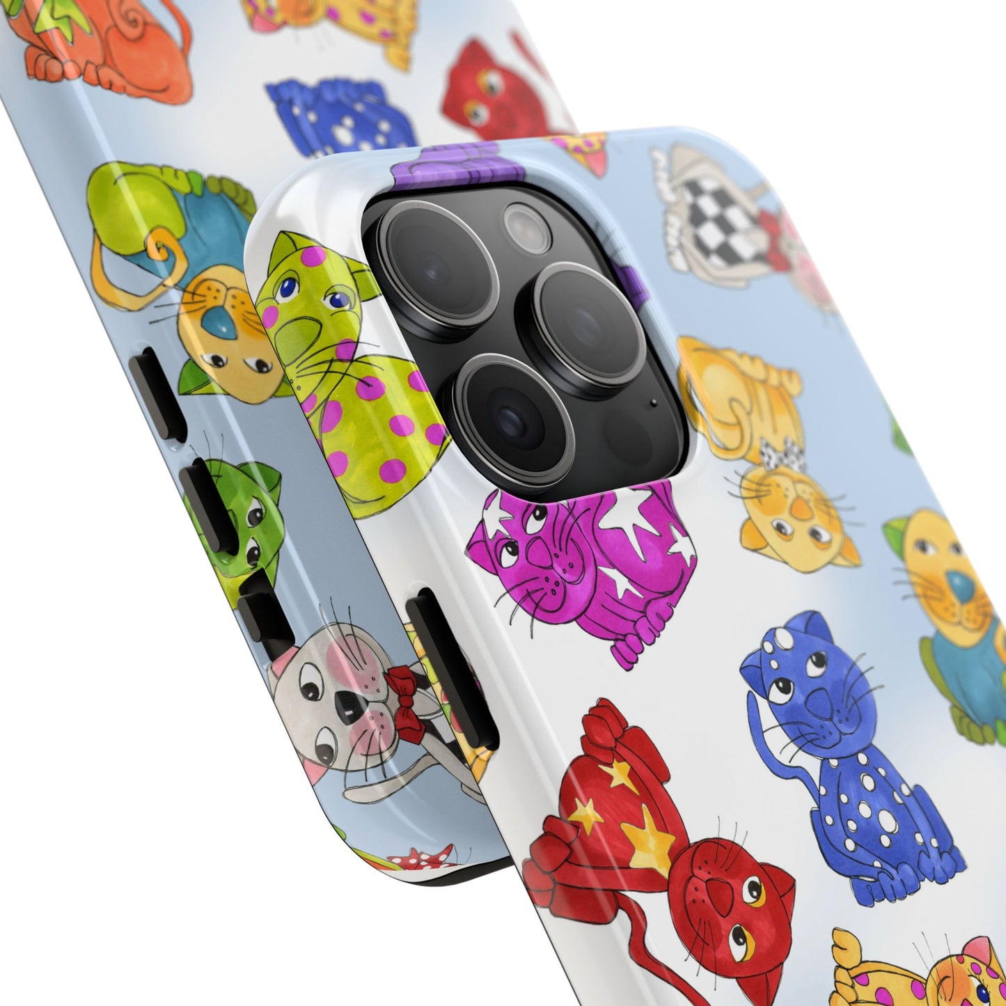 Tossed Happy Cats Blue Sky Phone Case