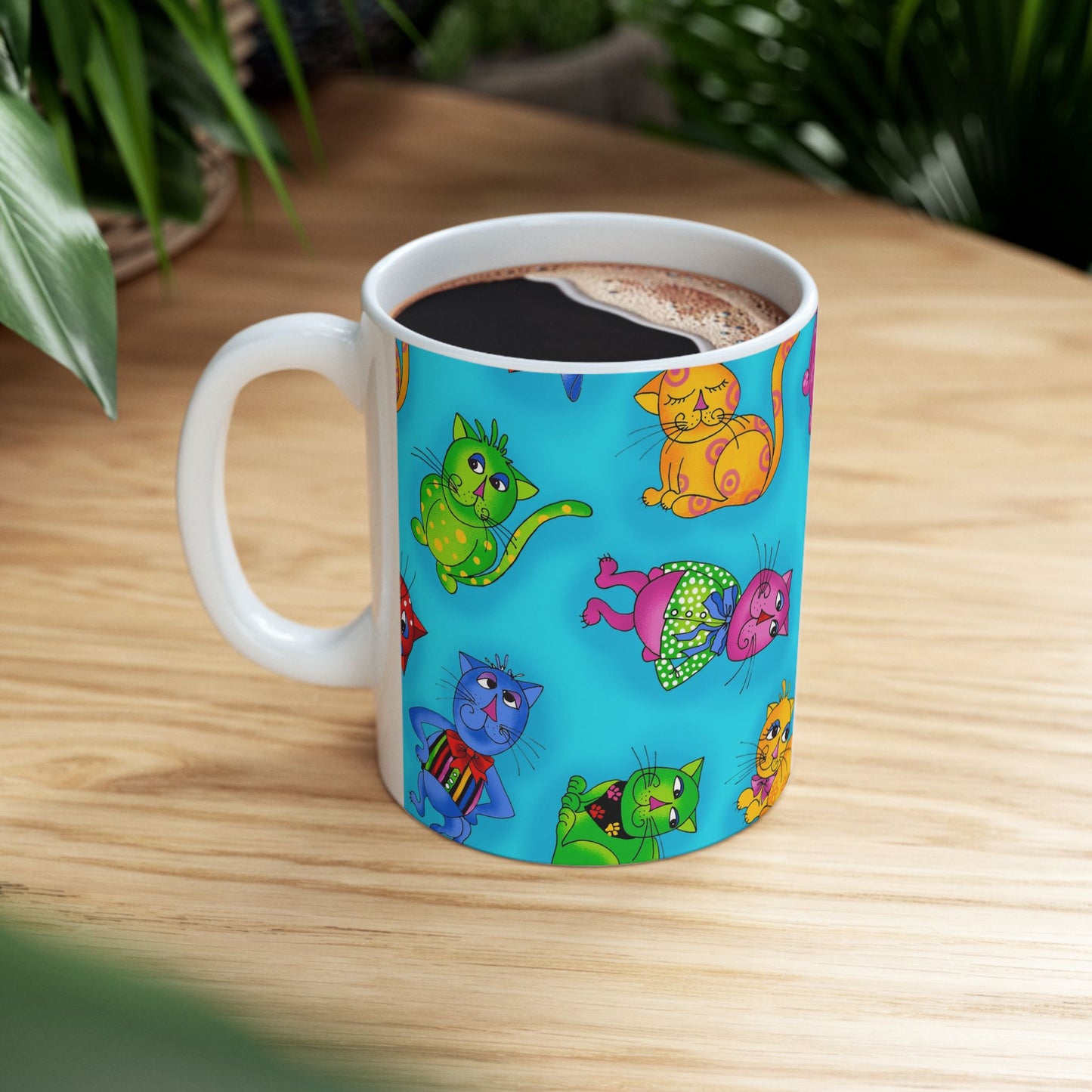 Tossed Cool Cats Turquoise Cup