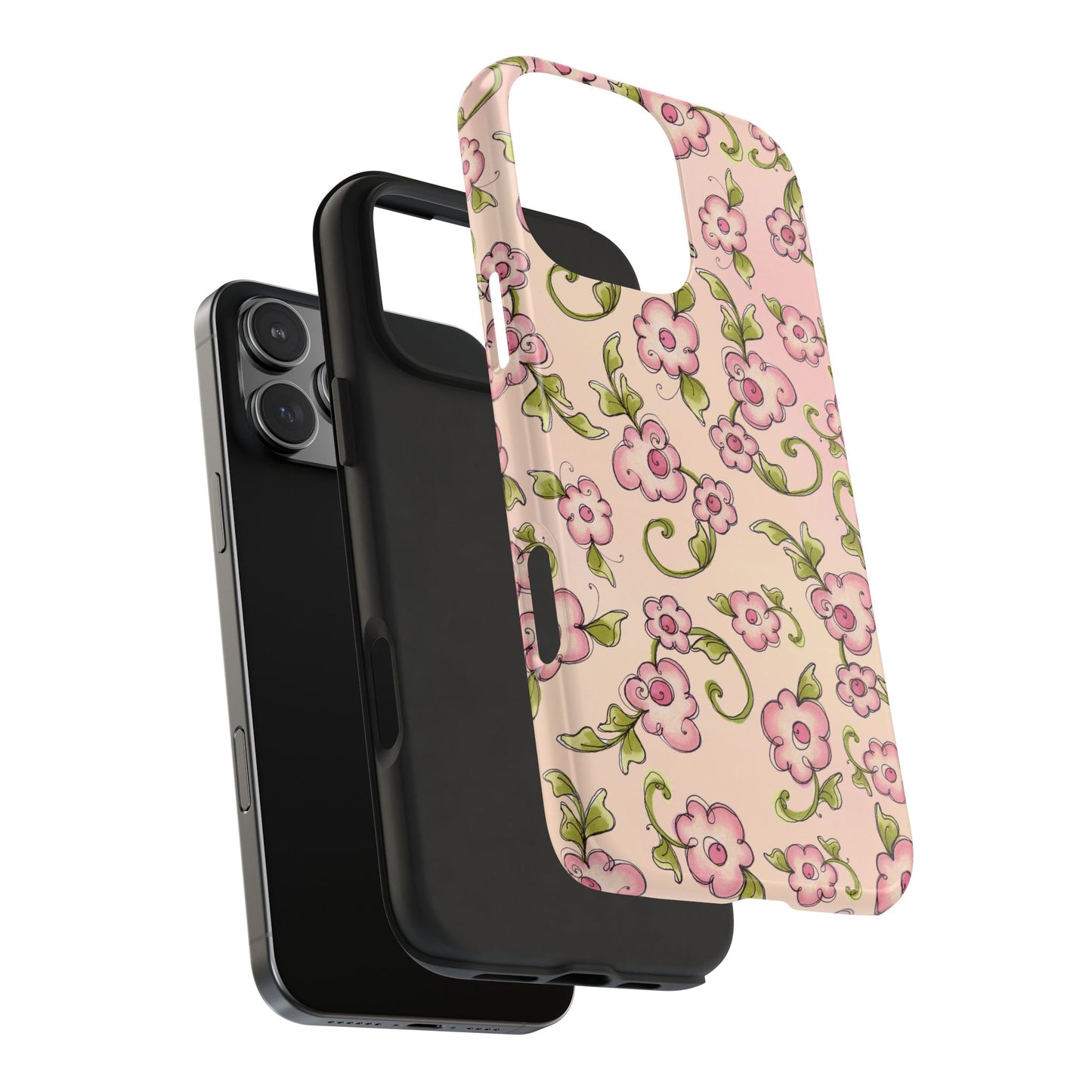 Scroll Daisies Peach / Peach Phone Case