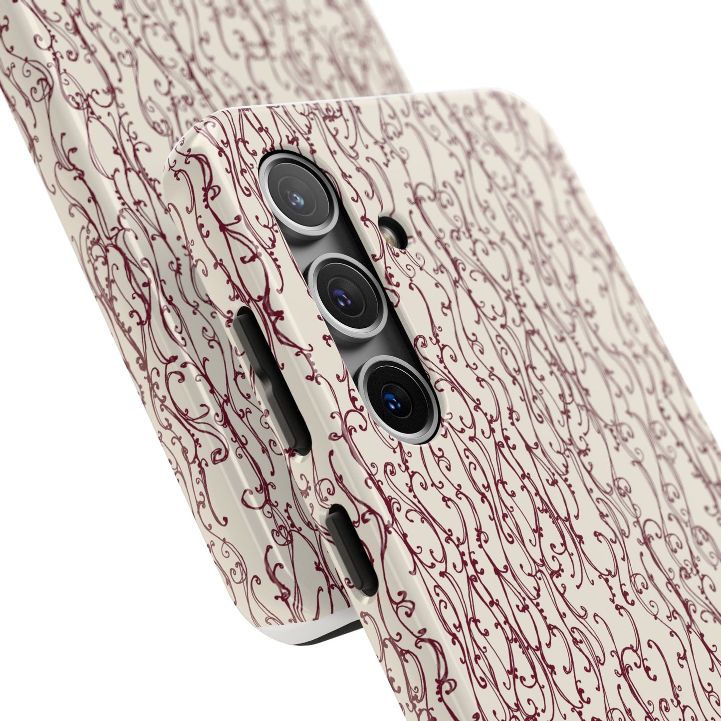 Swan Scroll Ivory / Red Phone Case