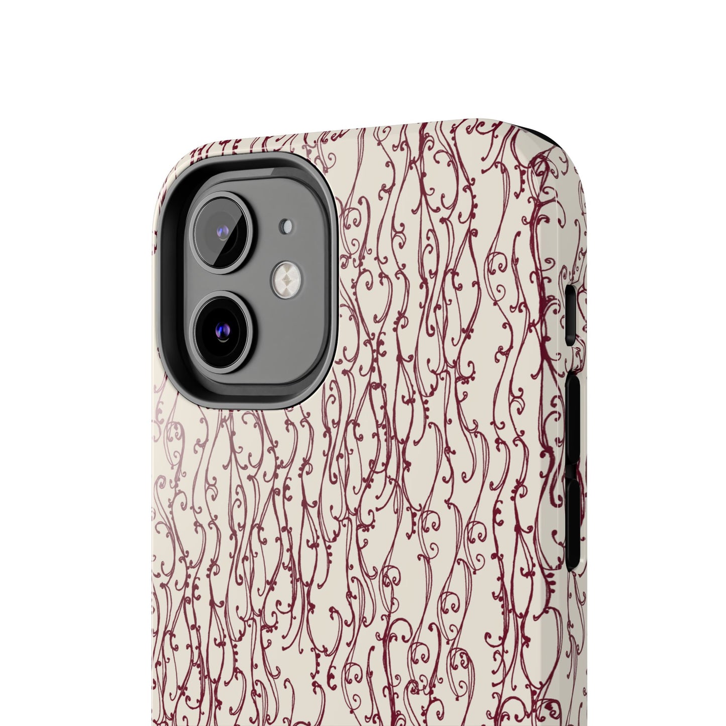 Swan Scroll Ivory / Red Phone Case
