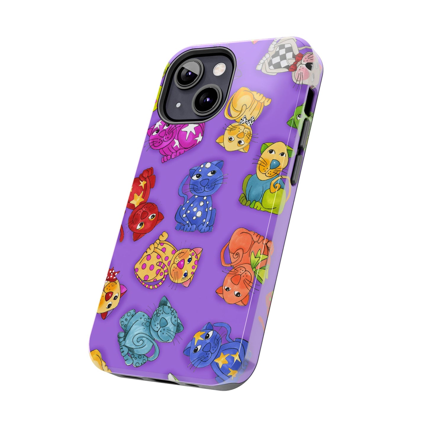 Tossed Happy Cats Purple Phone Case