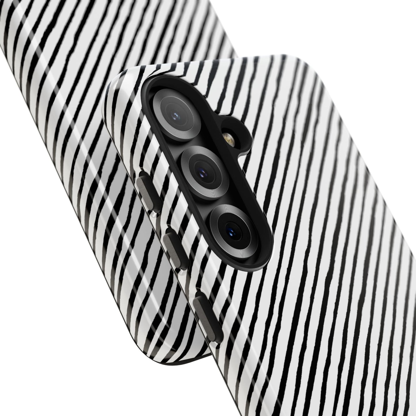 Quirky Bias Stripe White / Black Phone Case