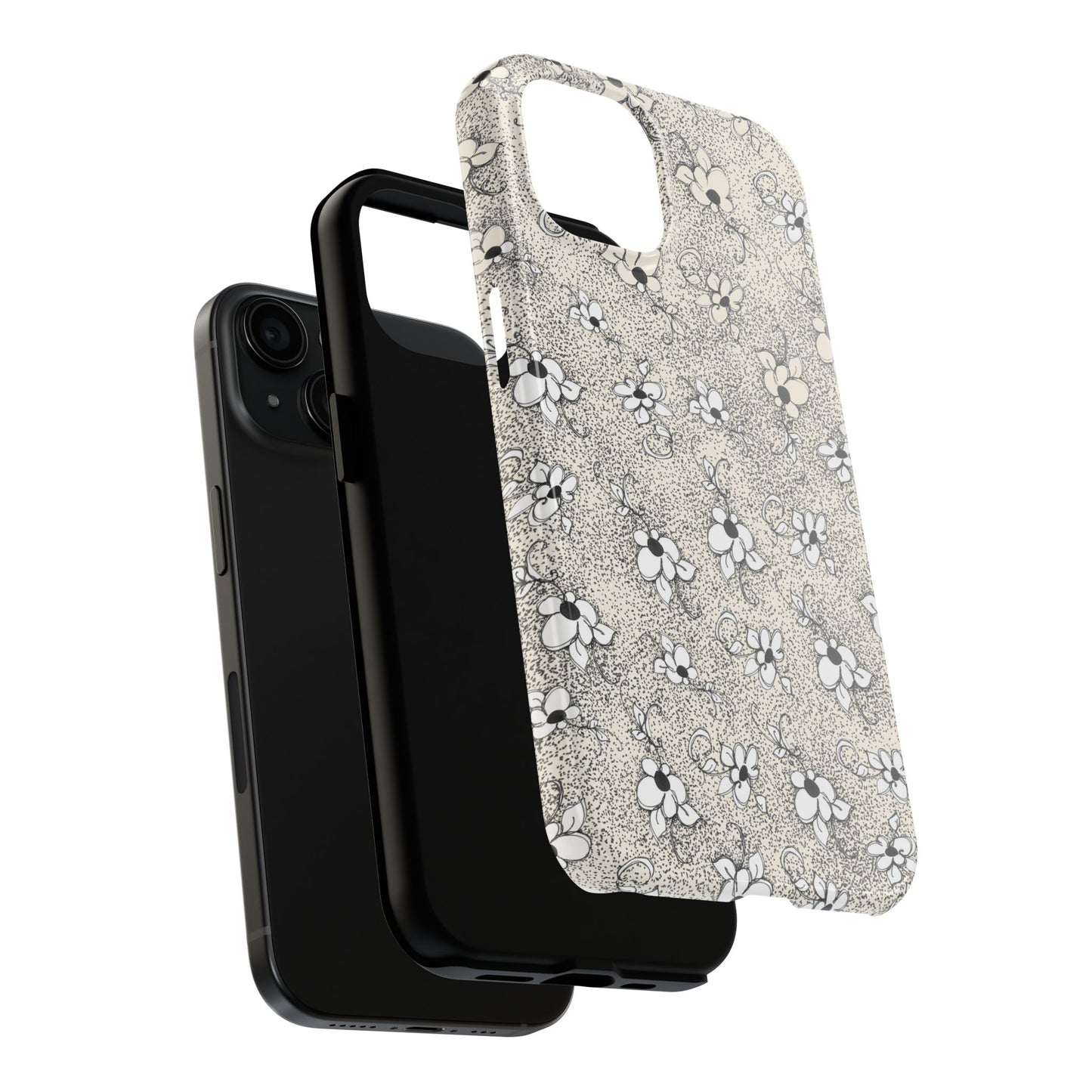 Daisy Flecks Ivory / Black Phone Case