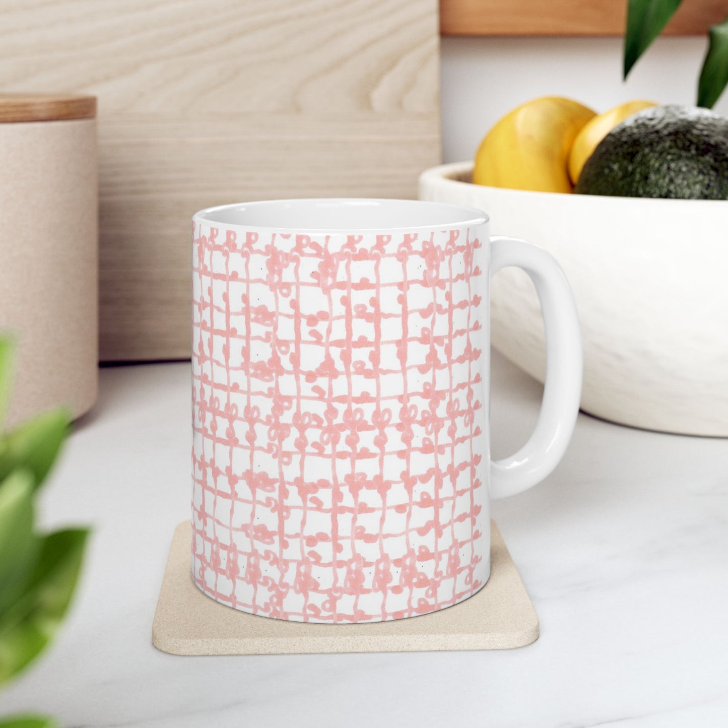Baby Yarn Check Pink Cup