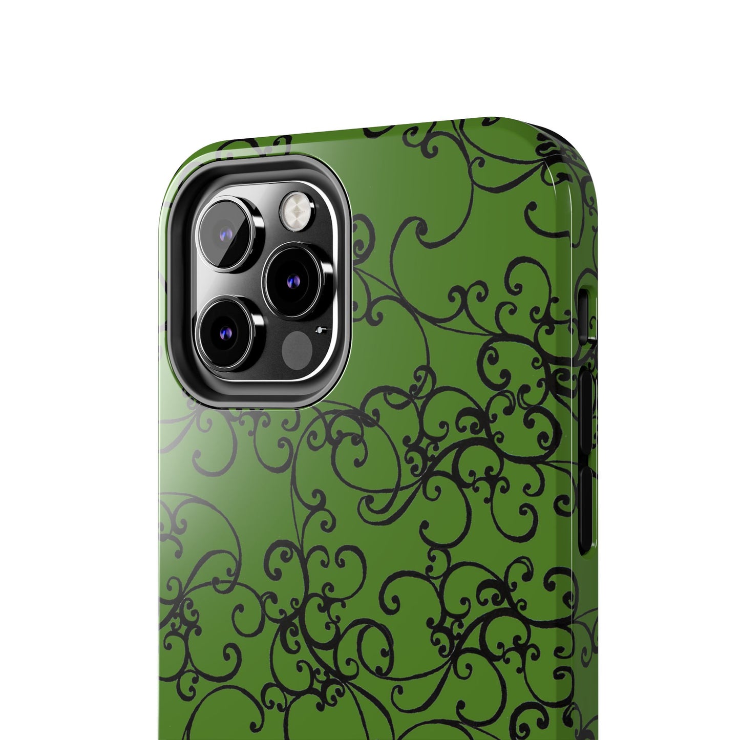 Elegant Scroll Green / Black Phone Case