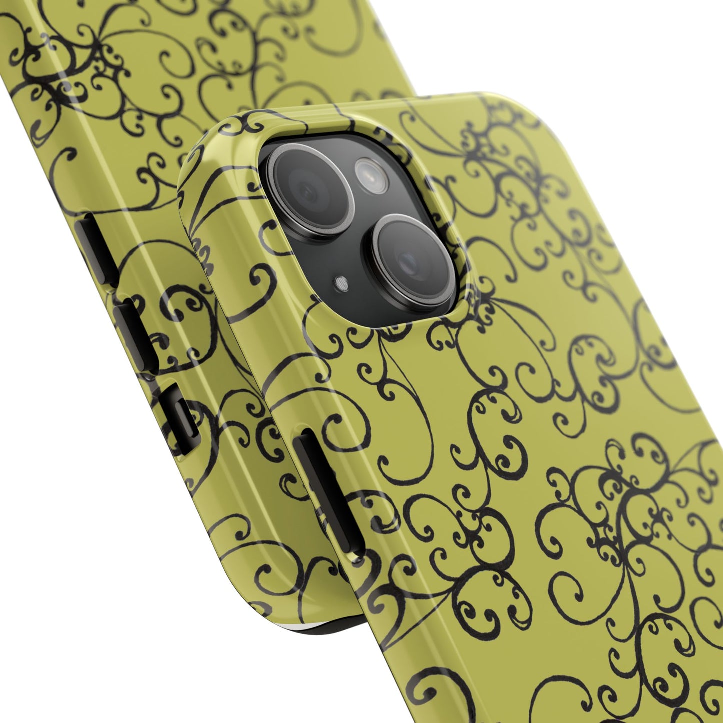 Elegant Scroll Green / Black Phone Case