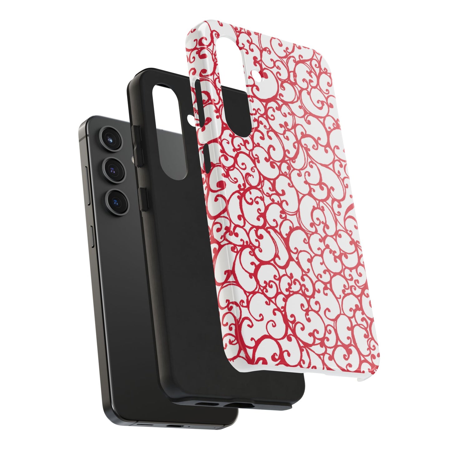 Scrollie White / Red Phone Case