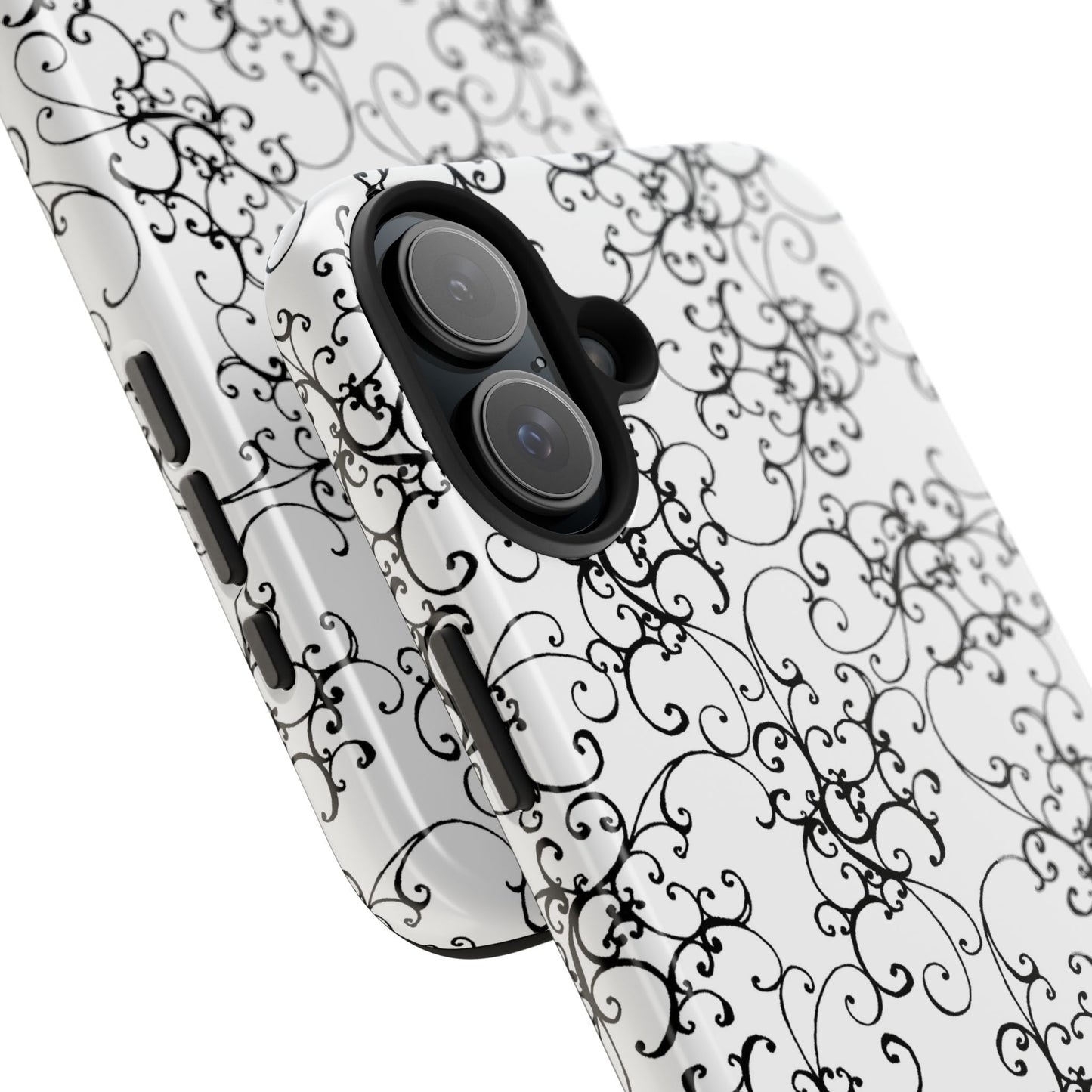 Elegant Scroll White / Black Phone Case
