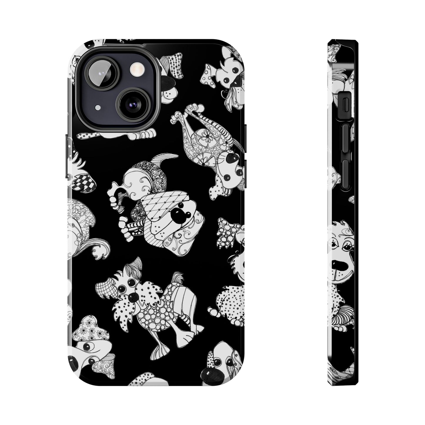 Doodle Dogs Black Phone Case