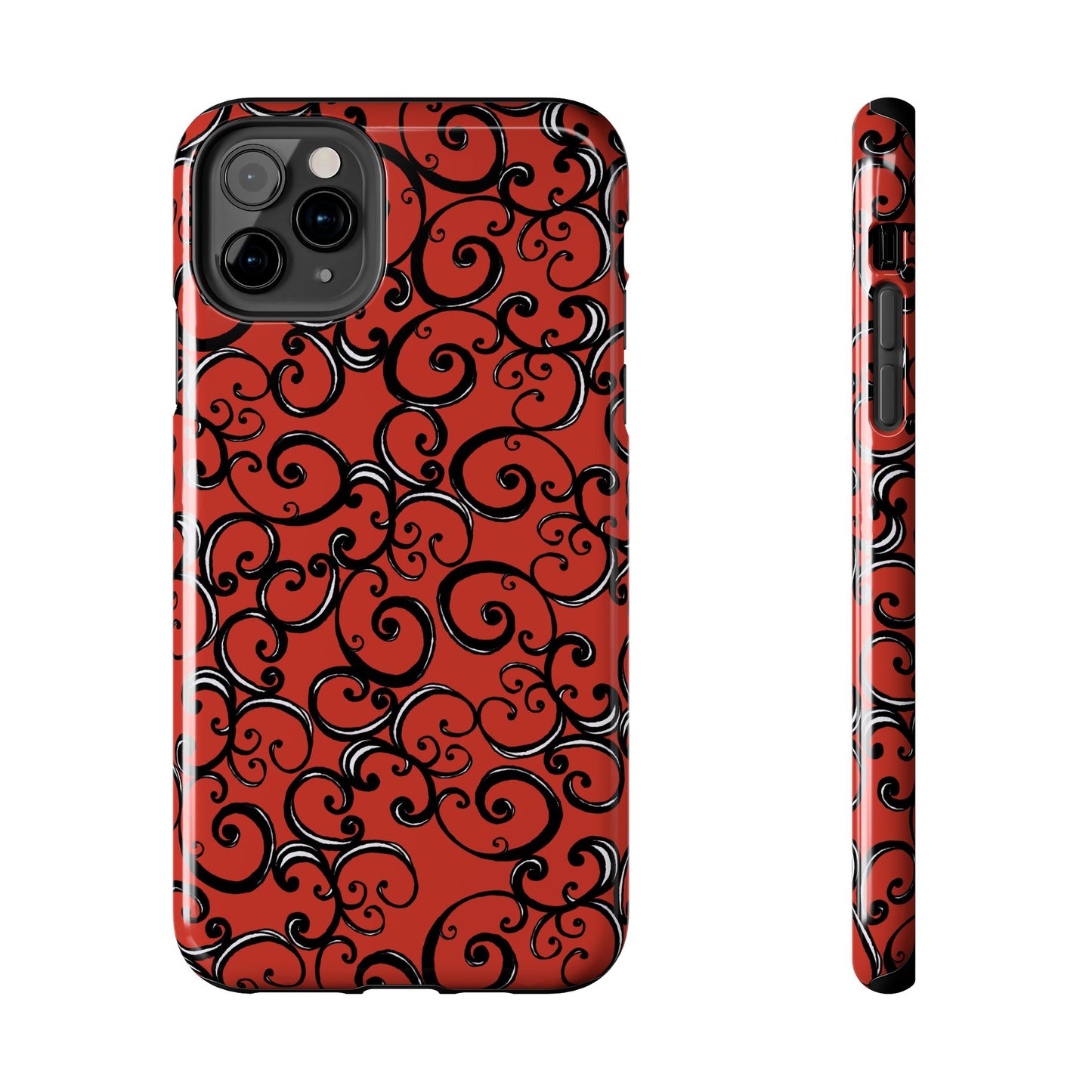 Curls Red / Black Phone Case