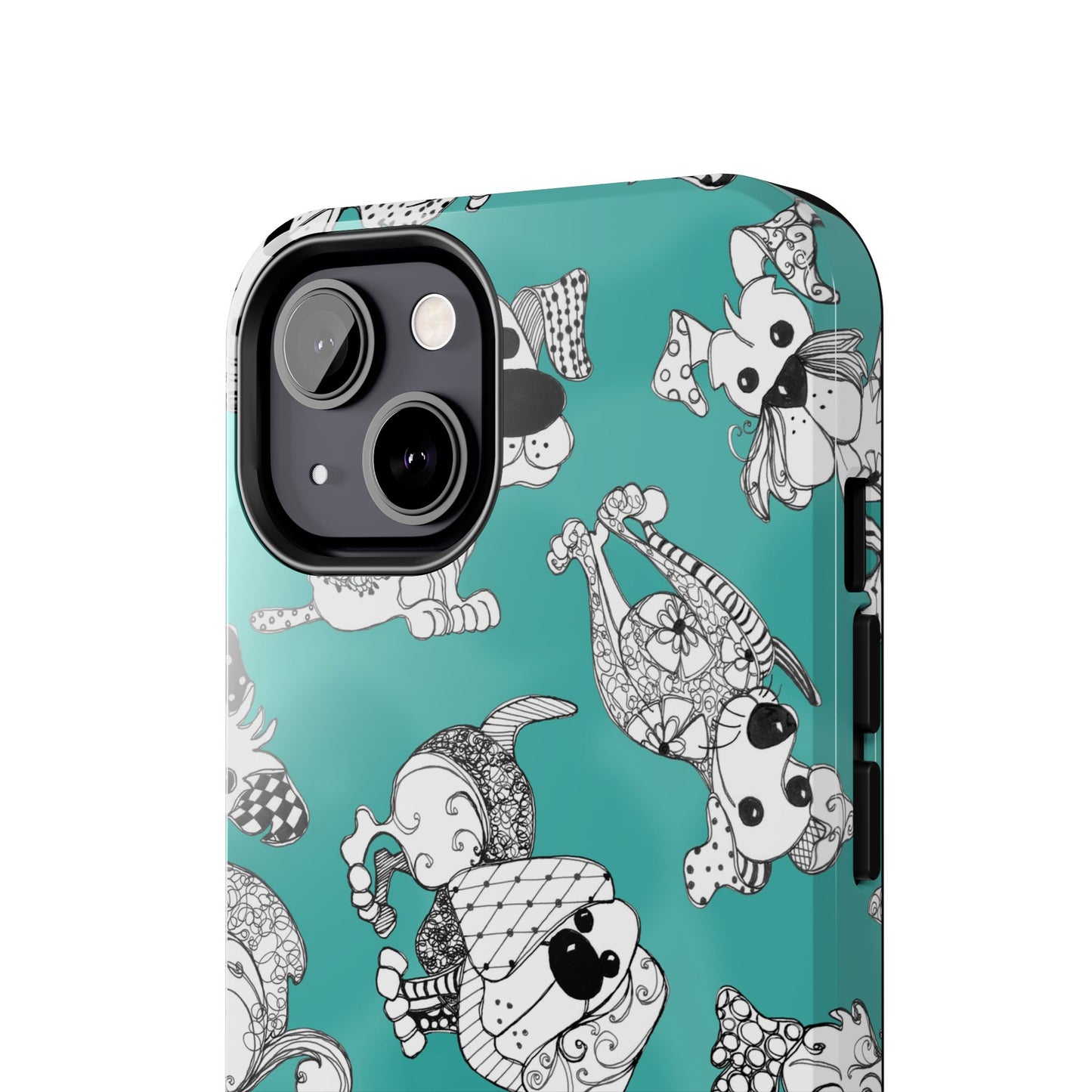 Doodle Dogs Turquoise Phone Case
