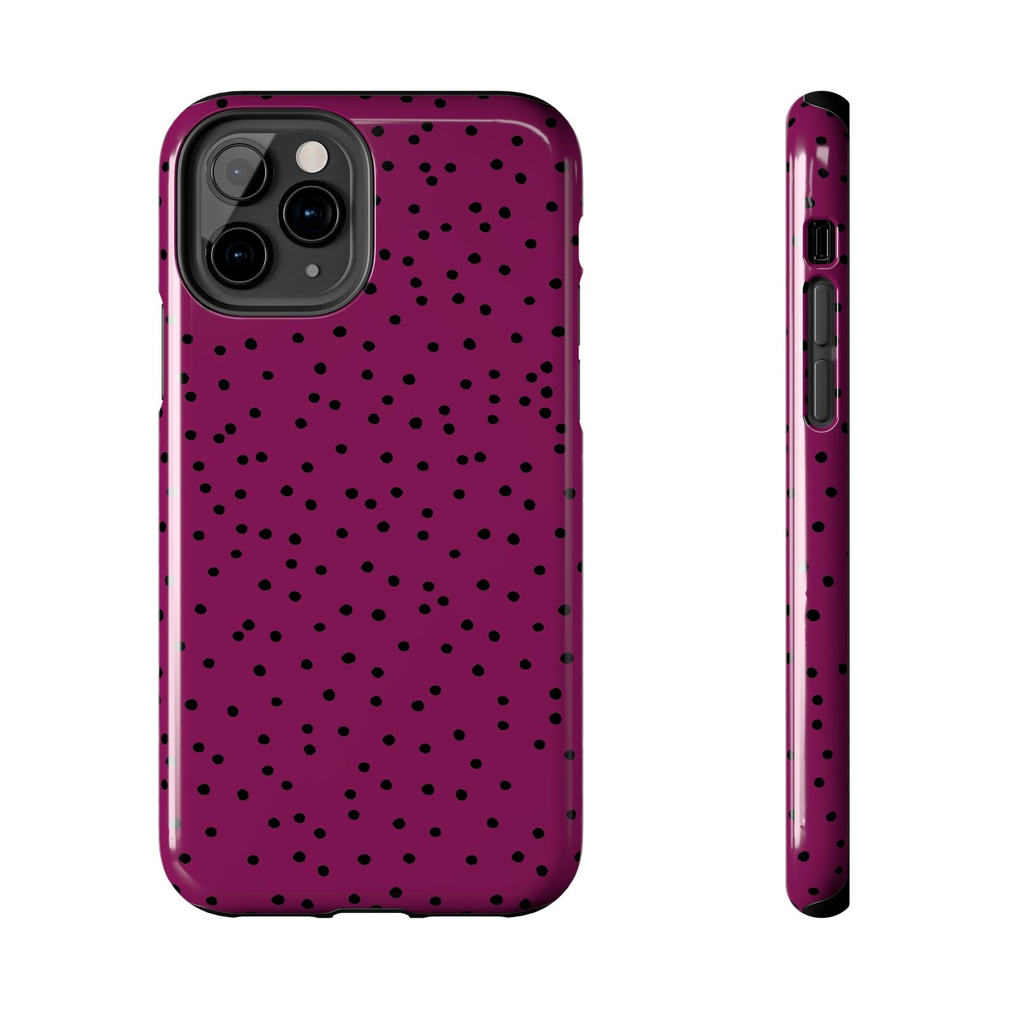 Dinky Dots Burgundy / Black Phone Case