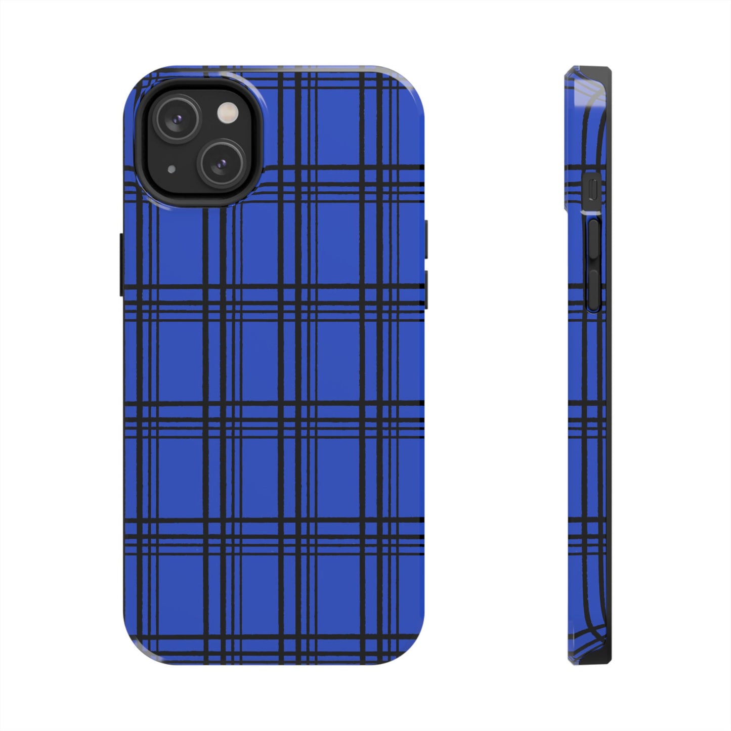 Glad Plaid Blue / Black Phone Case