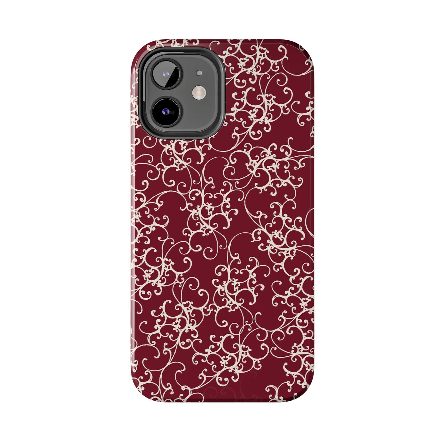 Elegant Scroll Red / Ivory Phone Case