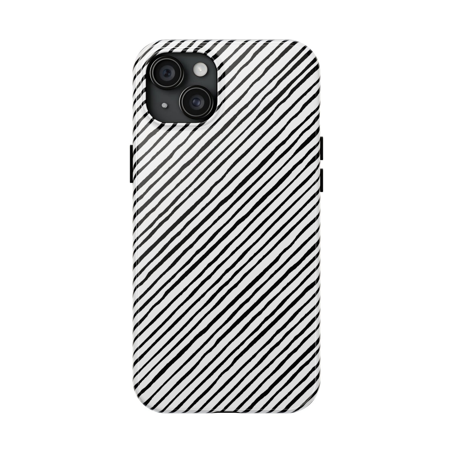 Quirky Bias Stripe White / Black Phone Case