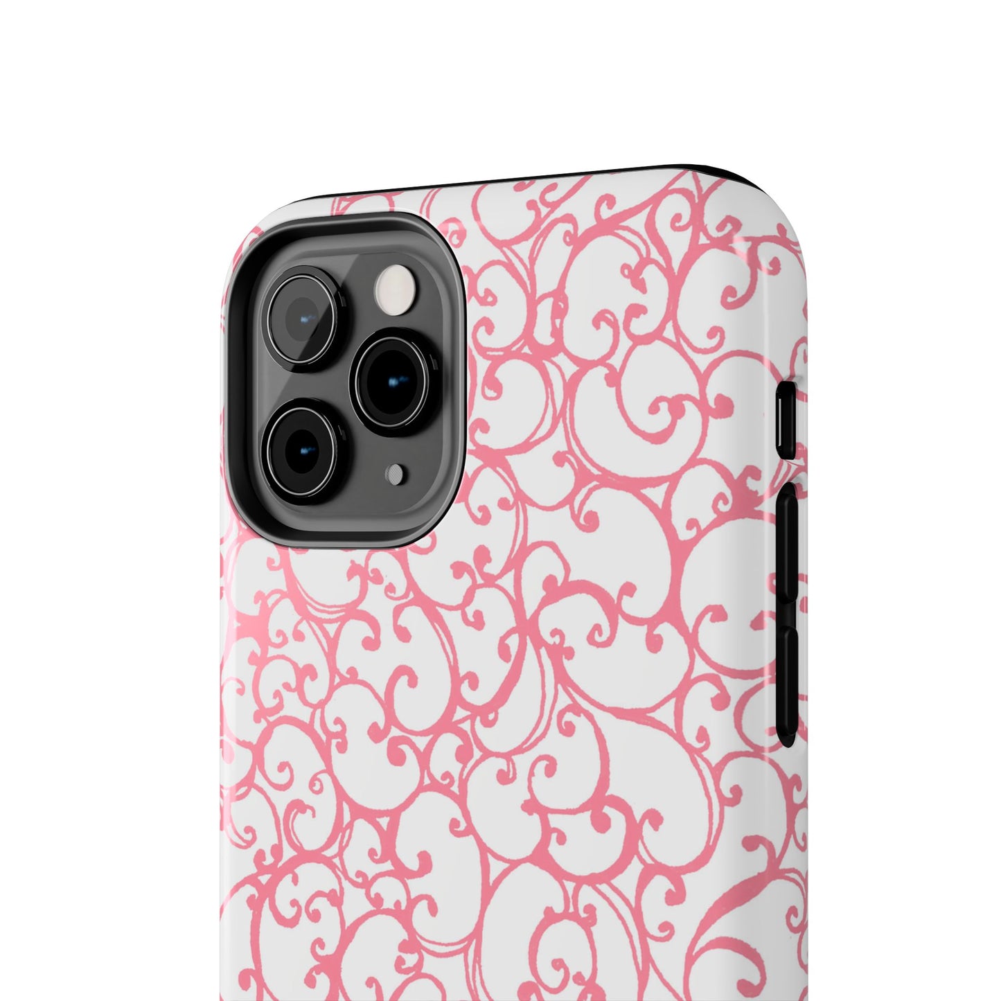 Scrollie White / Pink Phone Case