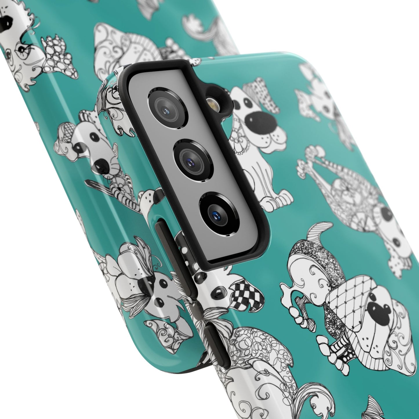 Doodle Dogs Turquoise Phone Case