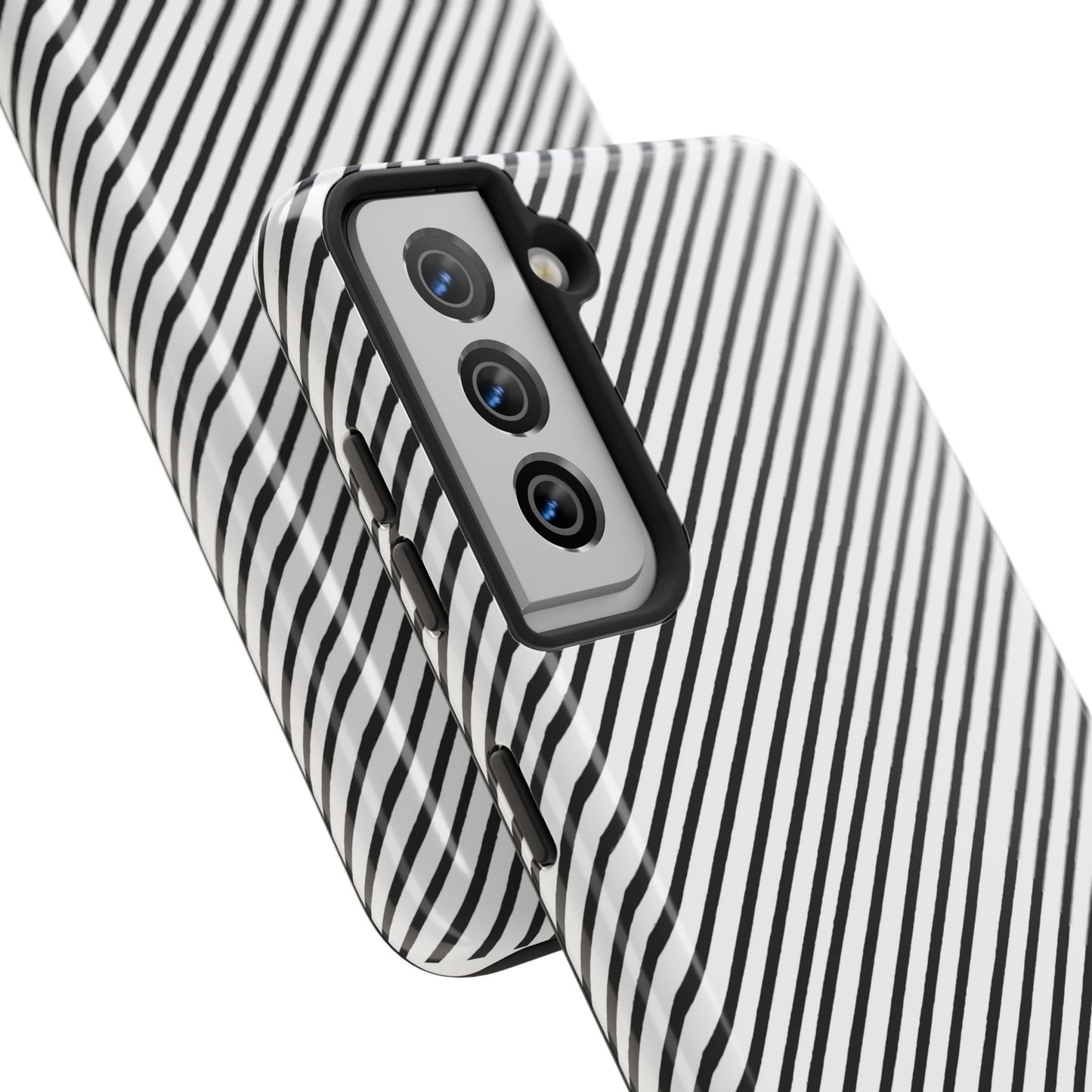 Diagonal Stripe White / Black Phone Case