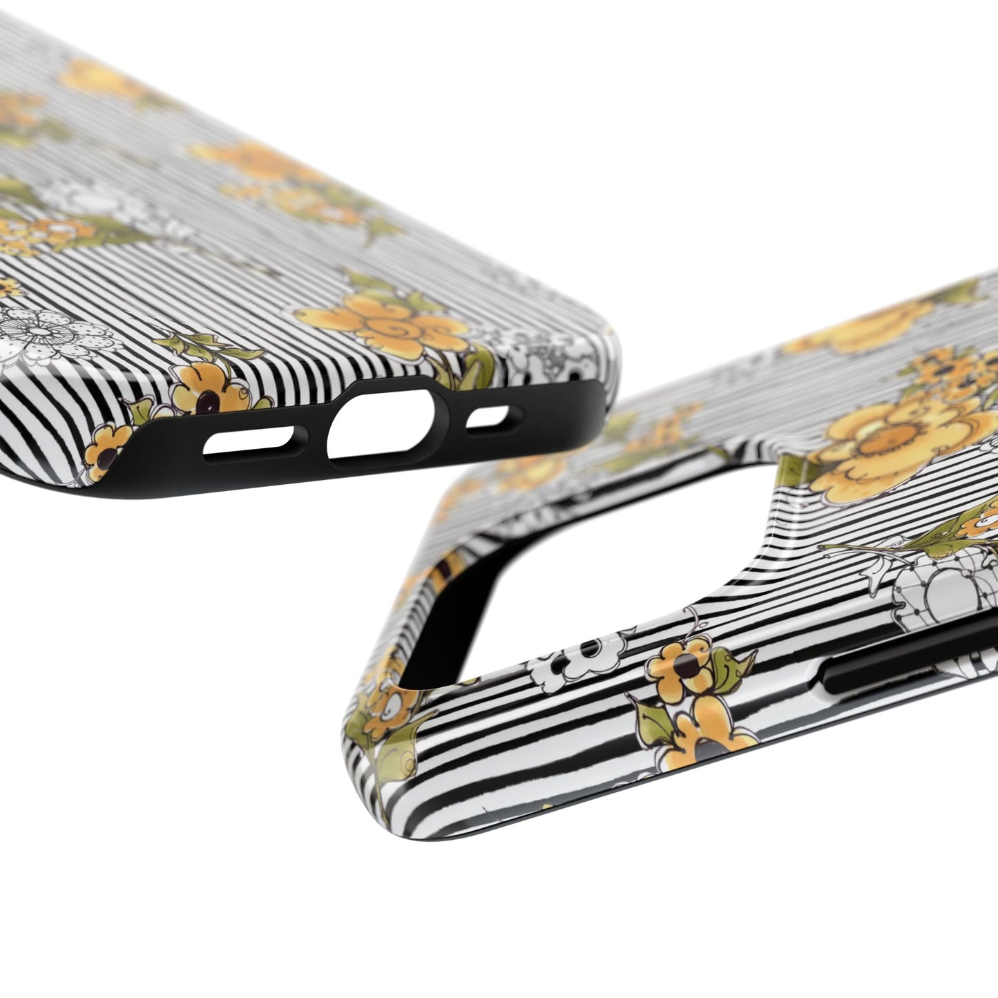 Bee Floral White / Black Phone Case