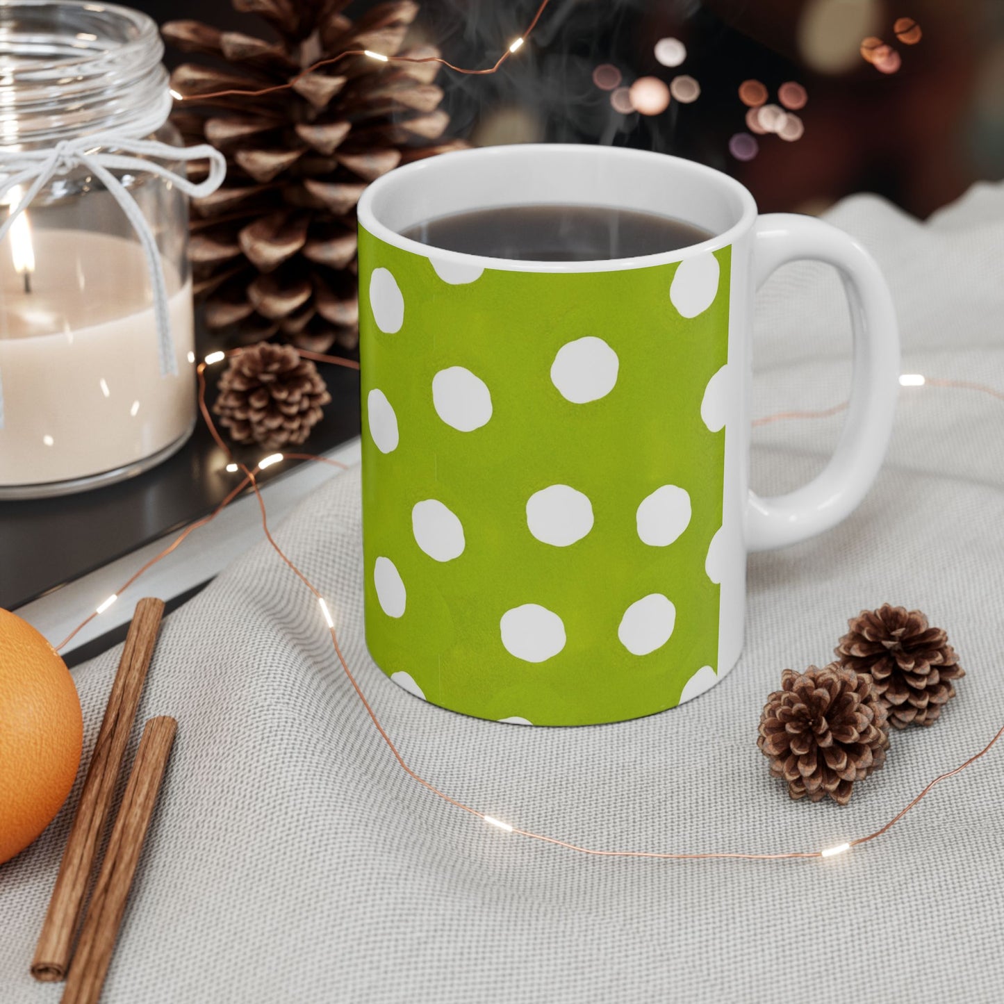 Jumbo Dots Green / White Cup