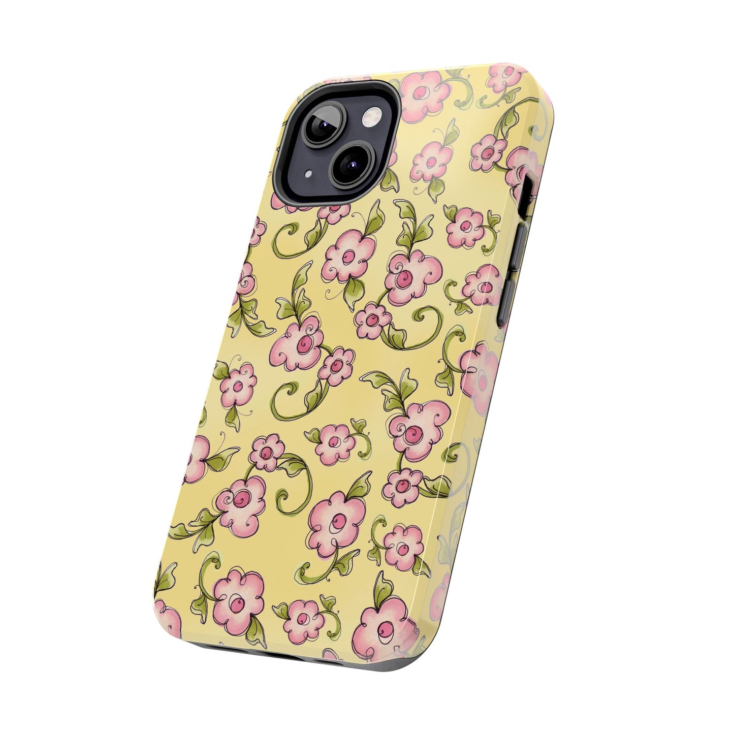 Scroll Daisies Yellow / Peach Phone Case