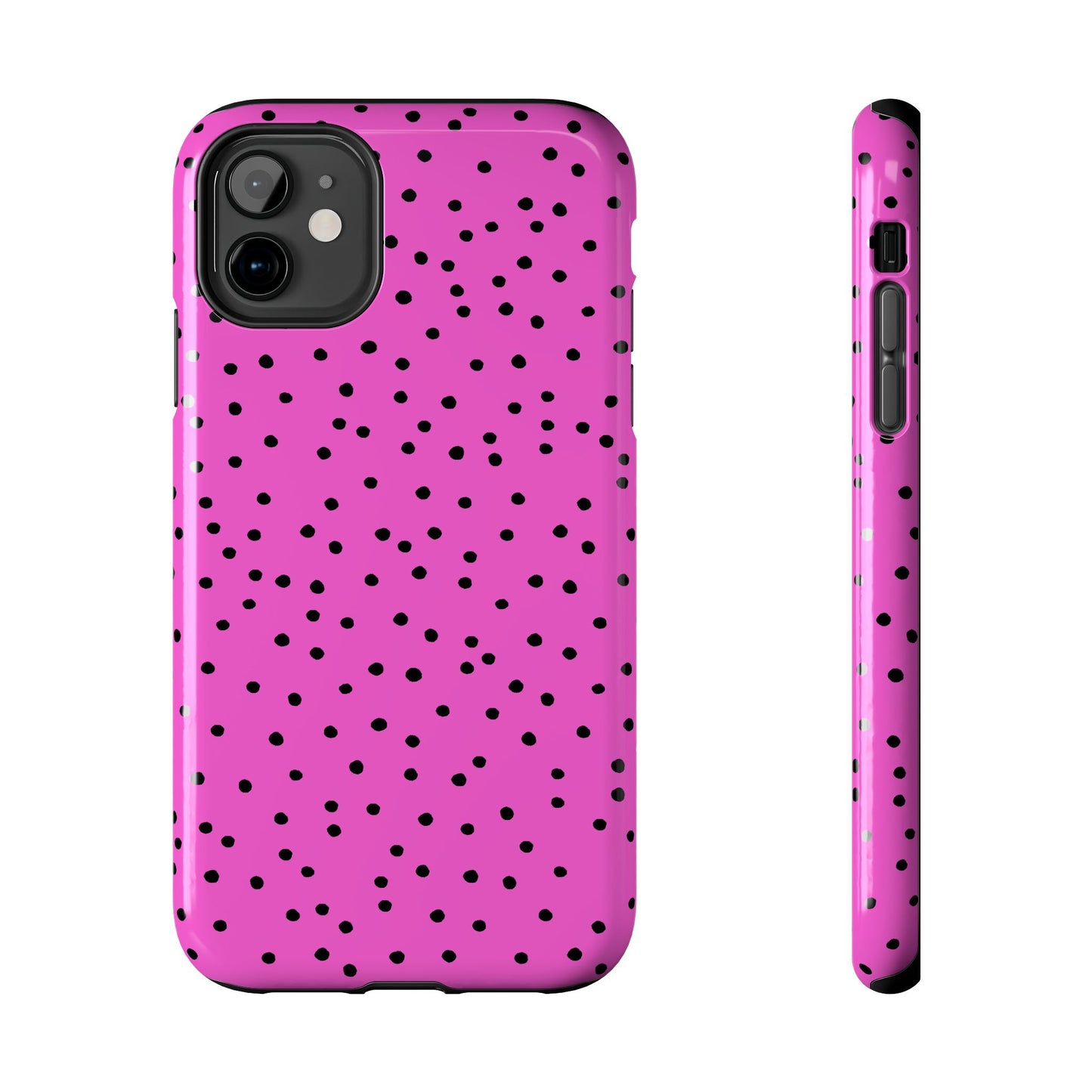 Dinky Dots Cerise / Black Phone Case