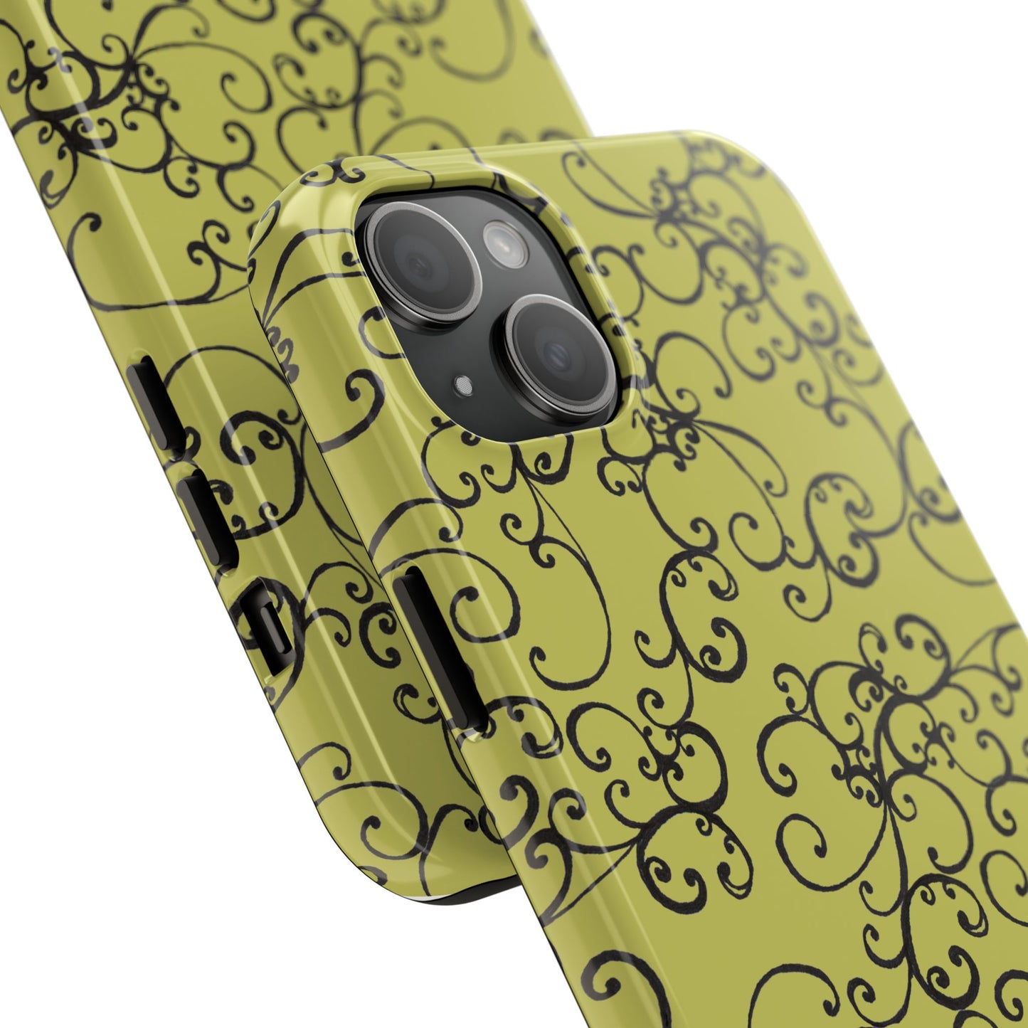 Elegant Scroll Green / Black Phone Case