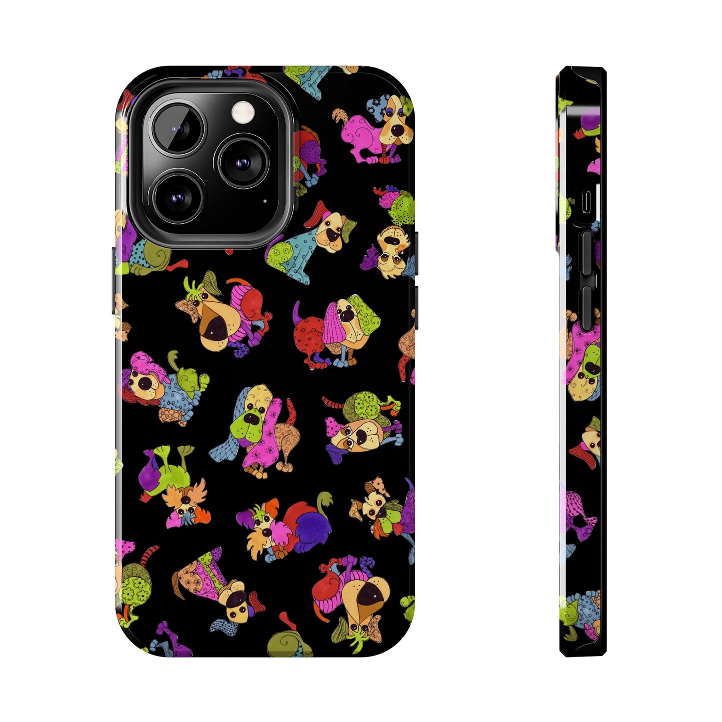Tossed Happy Dogs Black Phone Case