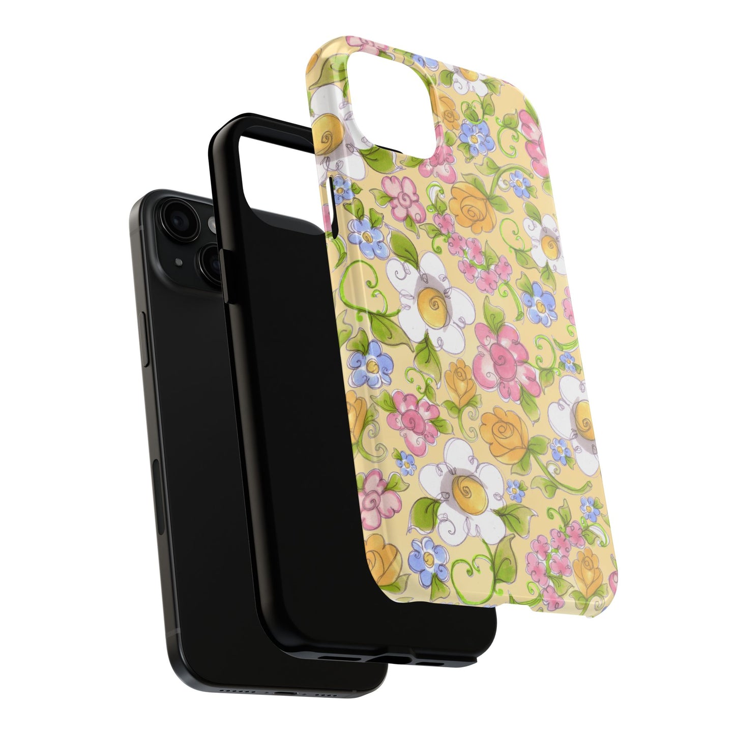 Flower Frolic Yellow Phone Case