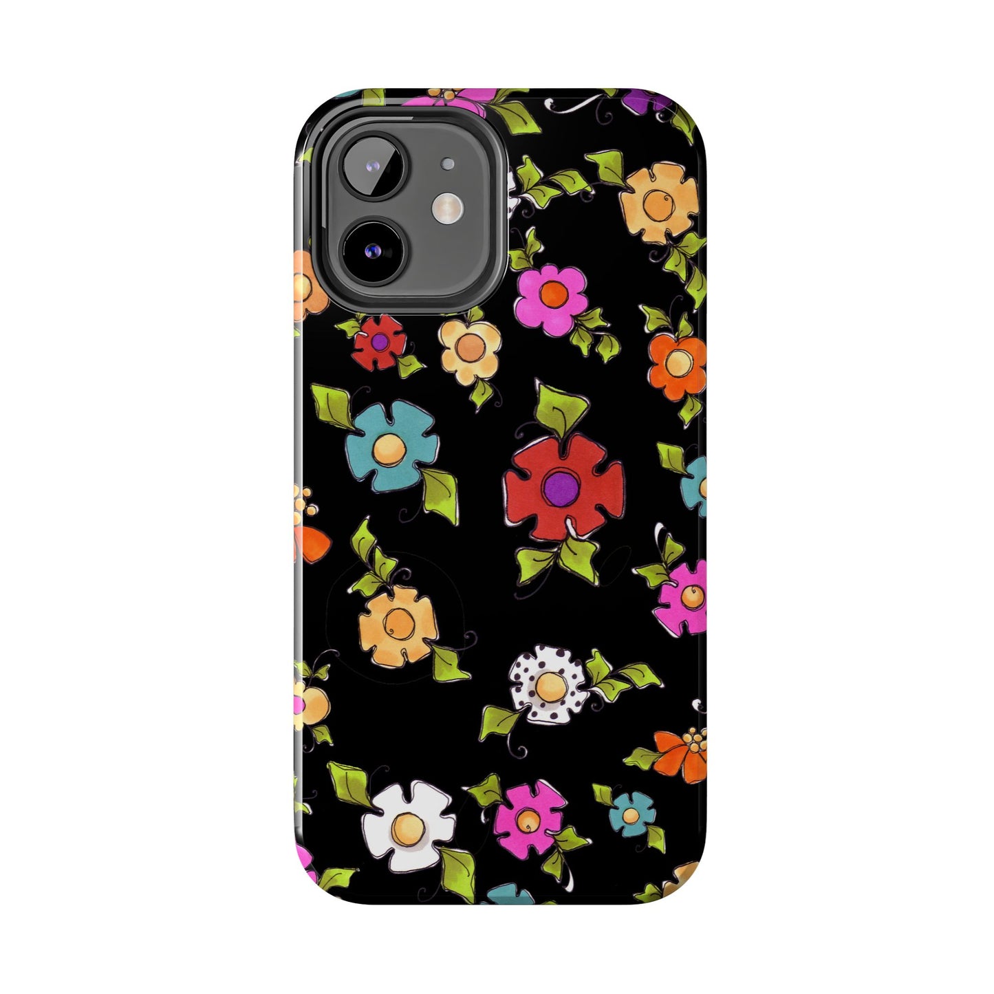 Dog Blooms Black Phone Case