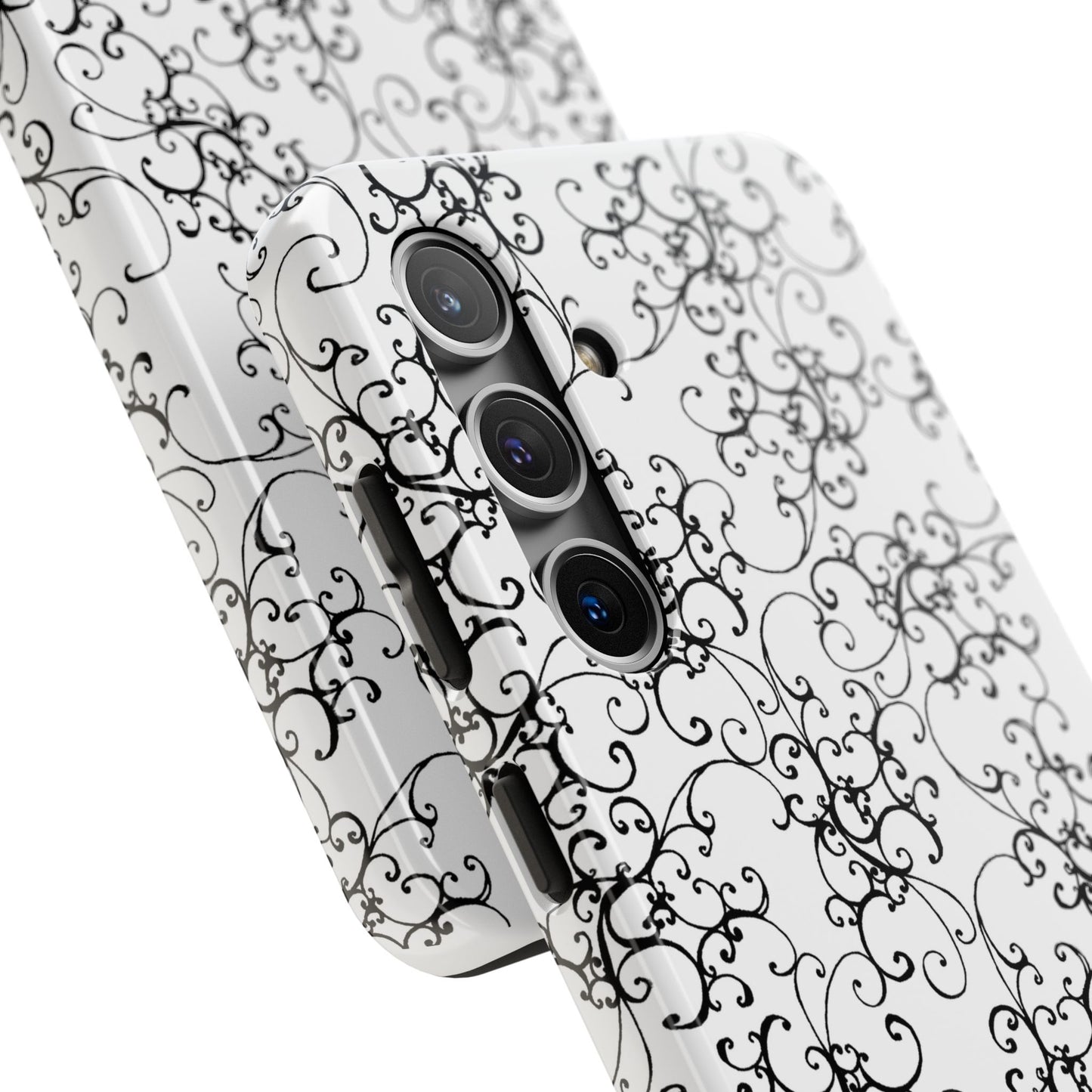 Elegant Scroll White / Black Phone Case