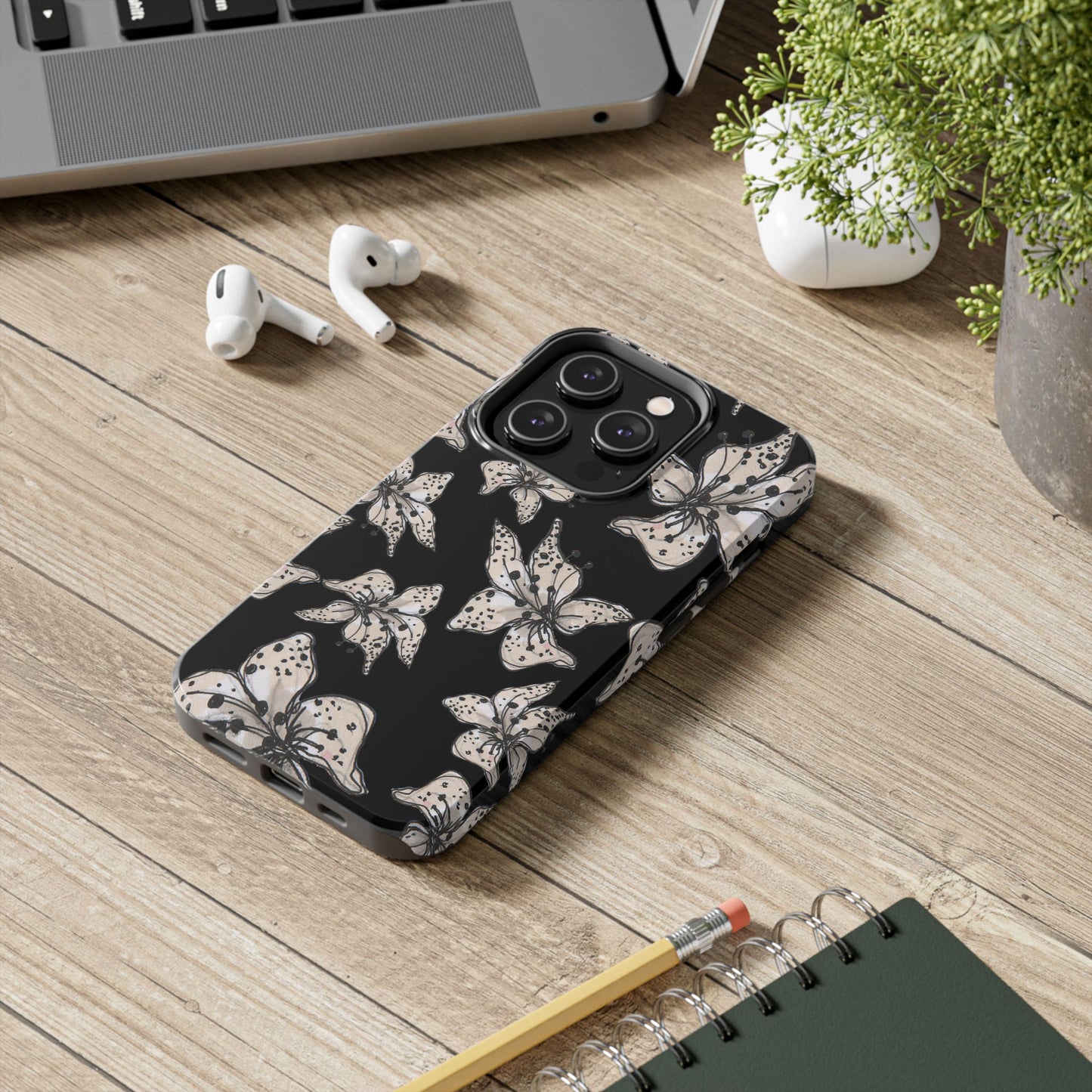 Spotted Lilies Black Phone Case