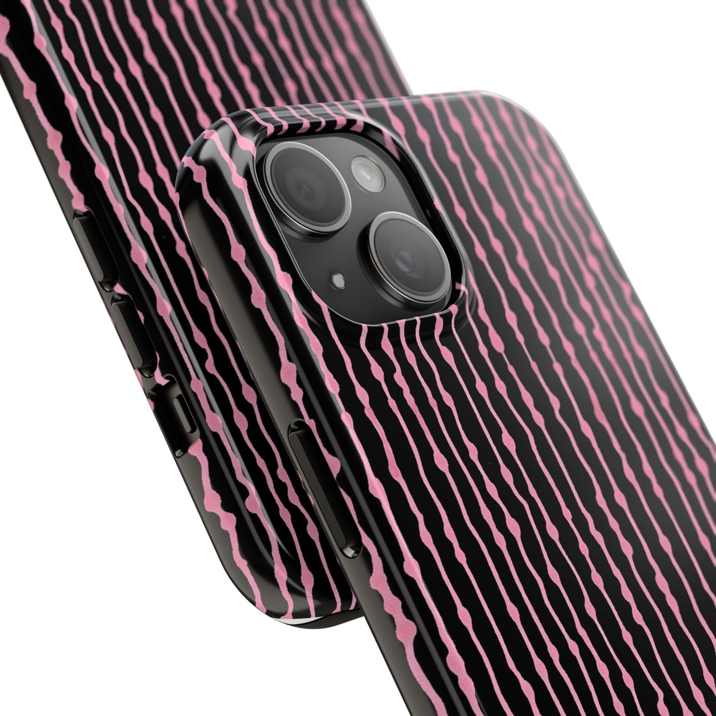 Faux Seersucker Black / Pink Phone Case
