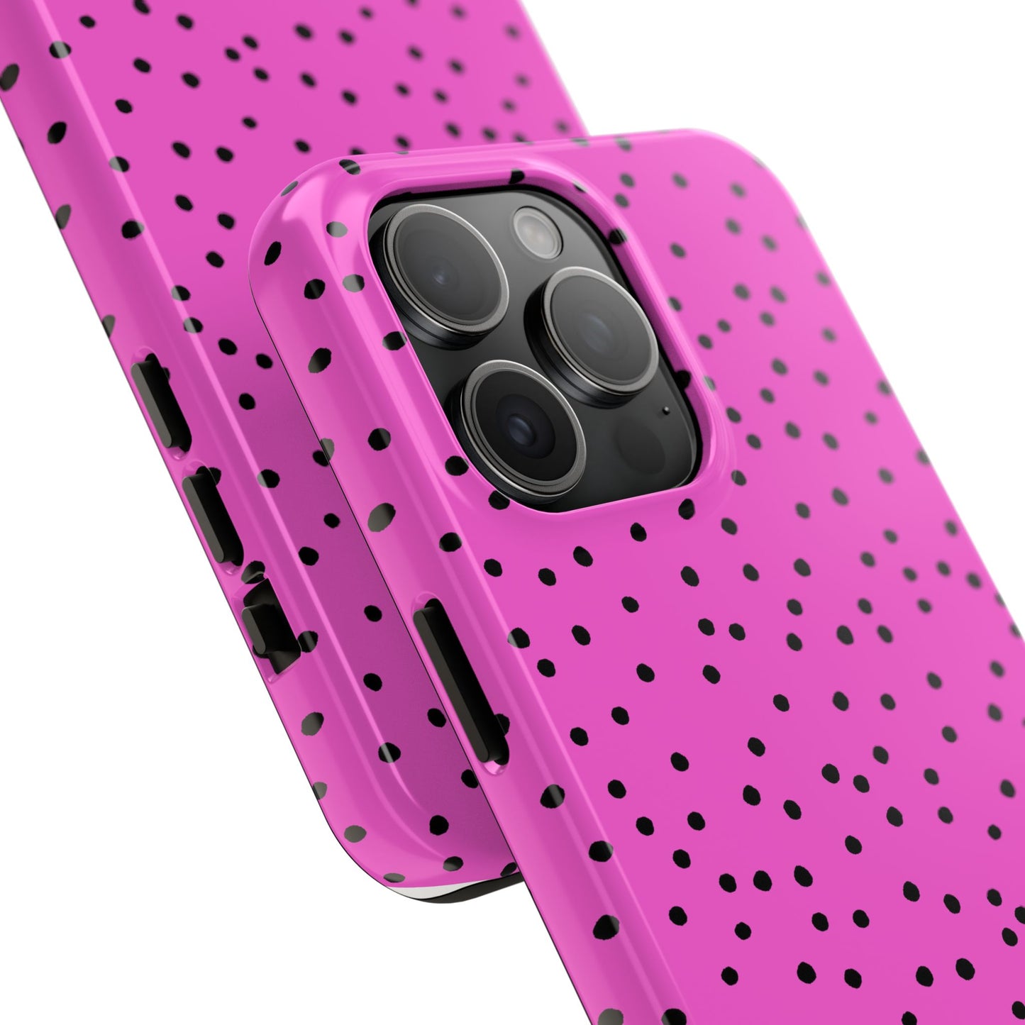 Dinky Dots Cerise / Black Phone Case