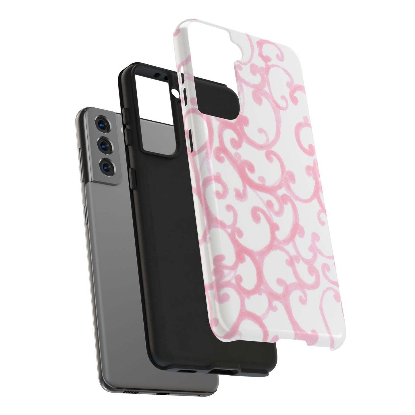 Scrollie White / Pink Phone Case