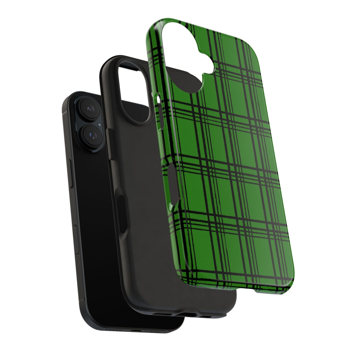 Glad Plaid Green / Black Phone Case