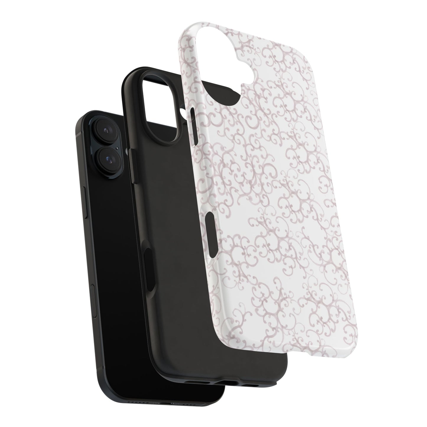 Scrollie White / Silver Phone Case