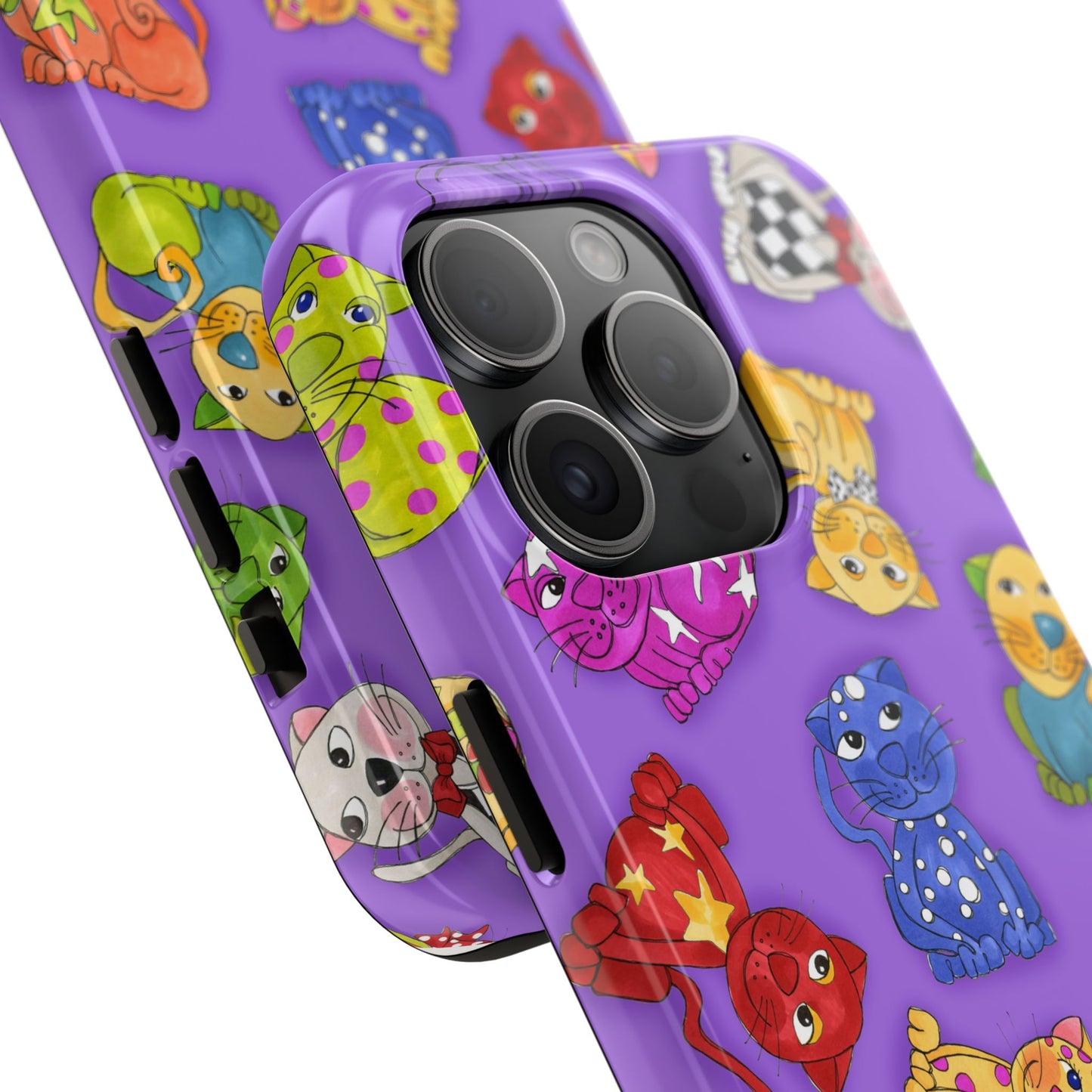 Tossed Happy Cats Purple Phone Case