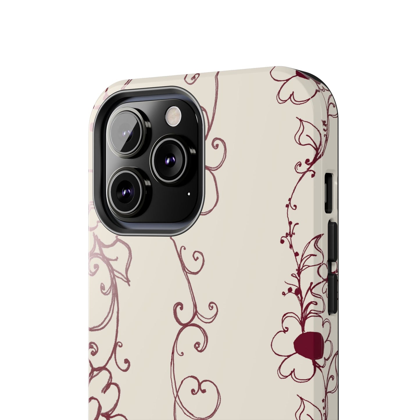 Scroll Flower Stripe Muslin / Red Phone Case