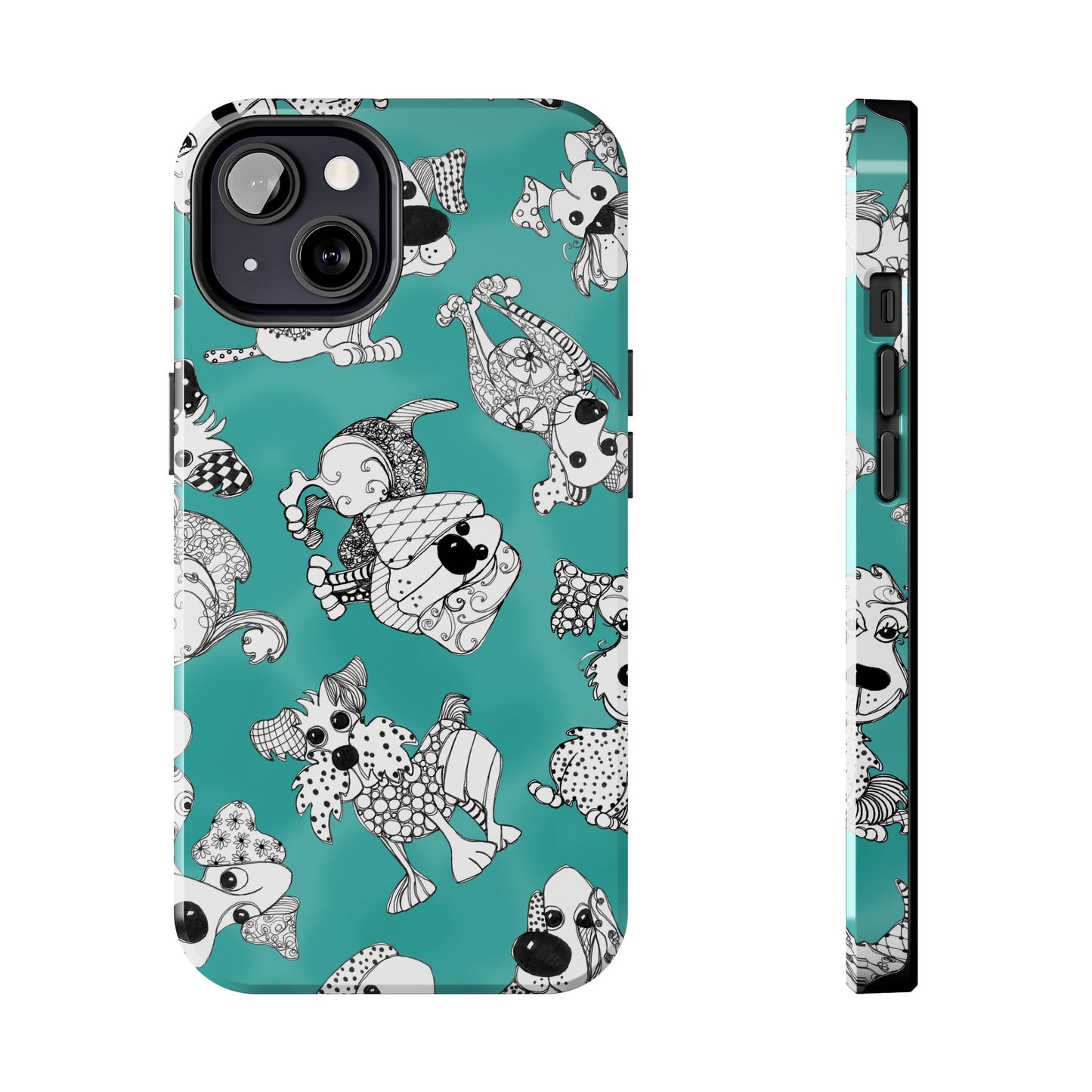 Doodle Dogs Turquoise Phone Case
