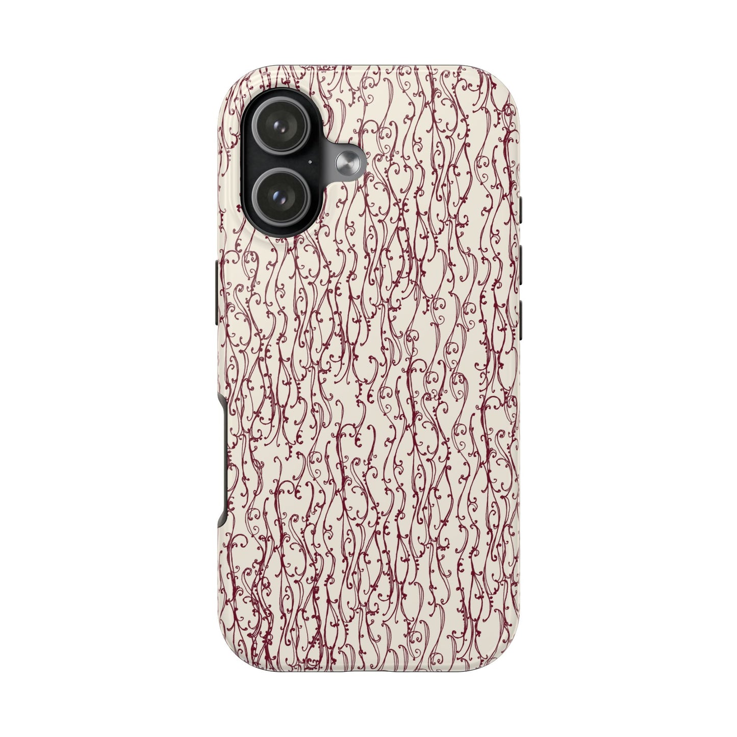Swan Scroll Ivory / Red Phone Case