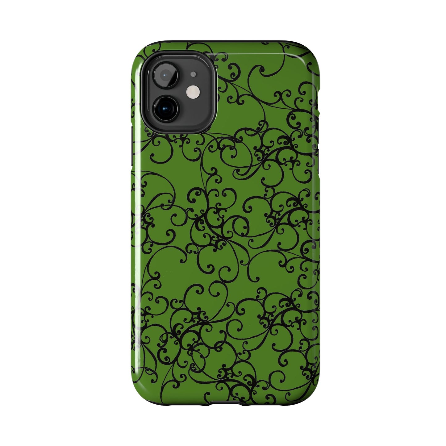 Elegant Scroll Green / Black Phone Case