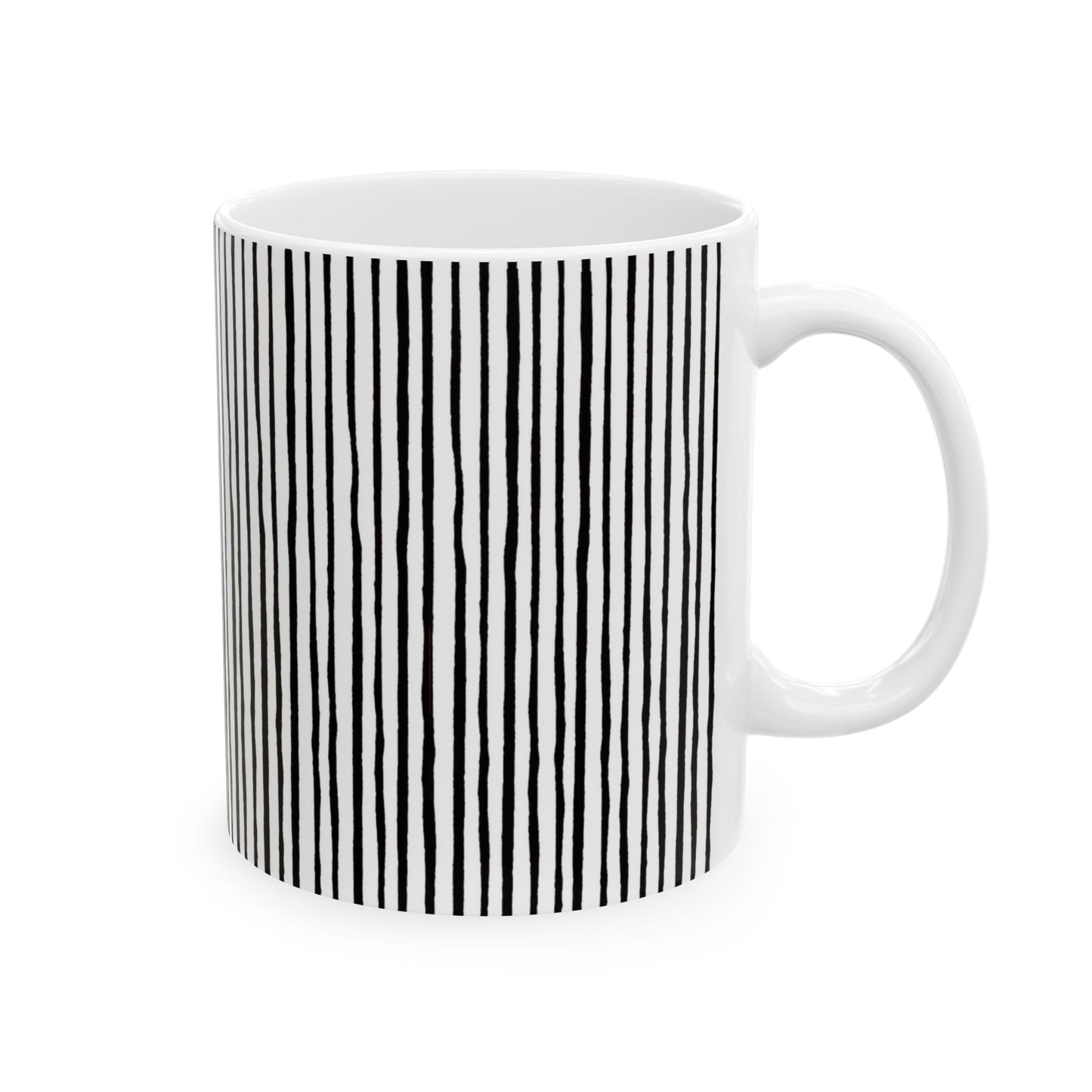 Quirky Pin Stripe White / Black Cup