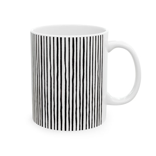 Quirky Pin Stripe White / Black Cup