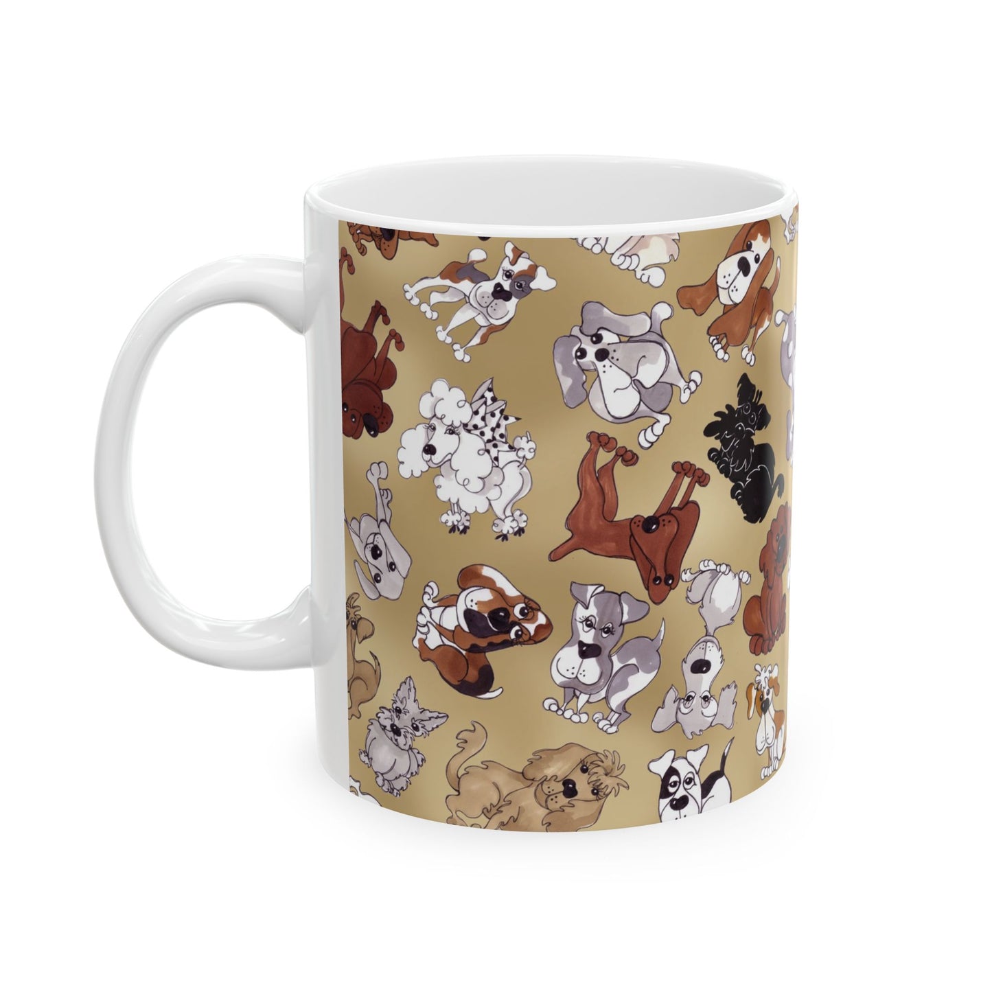 Tossed Doggies Tan Cup