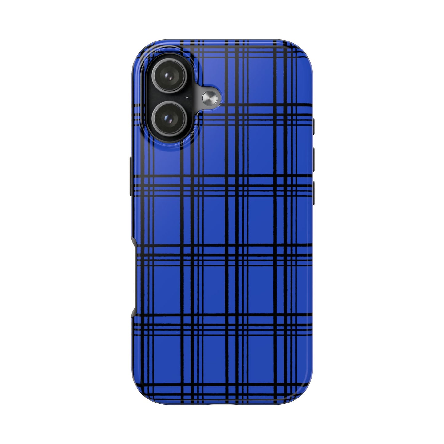 Glad Plaid Blue / Black Phone Case